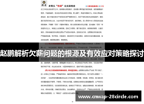 赵鹏解析欠薪问题的根源及有效应对策略探讨 赵鹏解析欠薪问题的根源及有效应对策略探讨